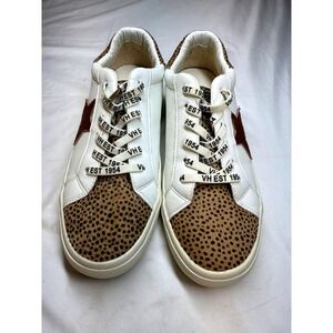 Vintage Havana Gadol Sneakers White Cheetah Star Calf Hair Low Top Womens 7.5